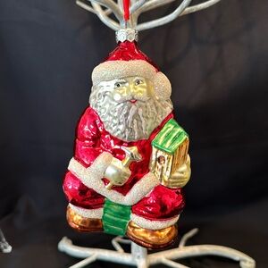 Blown Glass Santa Ornanment